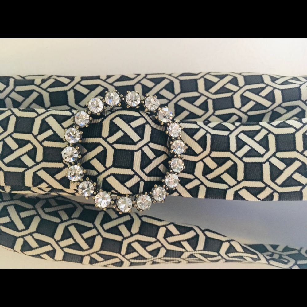 J Crew 100% Silk Belt with Bling Buckle